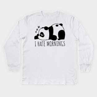 'I Hate Mornings' Funny Panda Gift Kids Long Sleeve T-Shirt